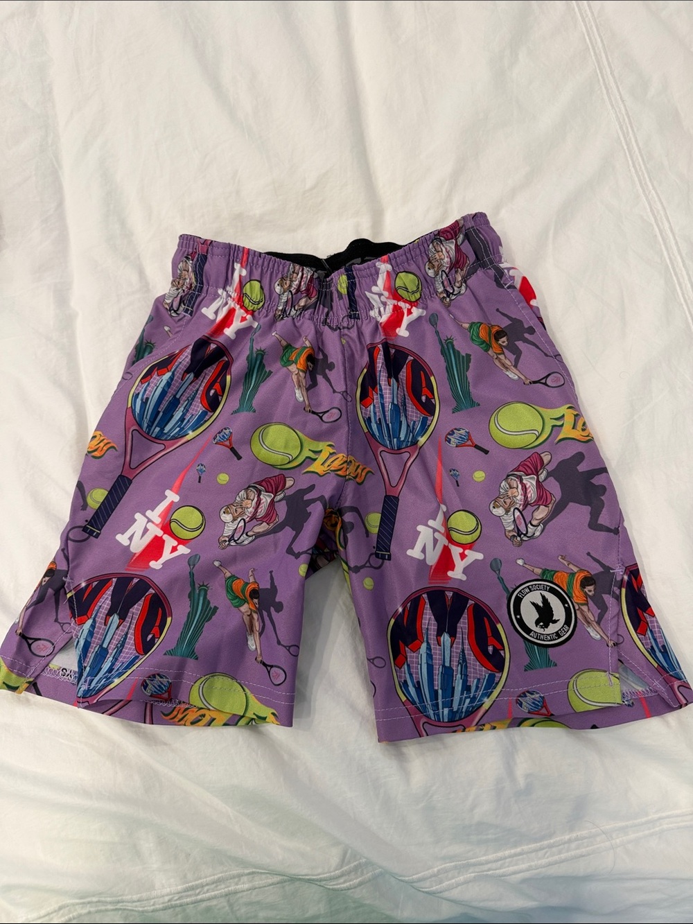 Flow Society Kids Purple Tennis Print Athletic Shorts
